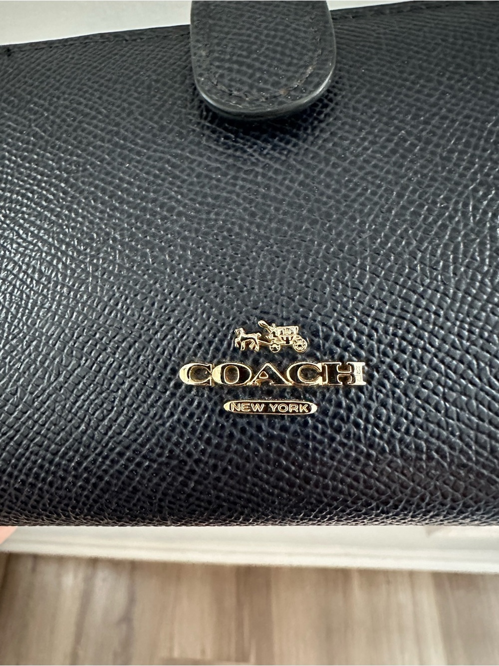 Coach Pebbled Leather Compact Wallet in Midnight Blue - Picture 10 of 10